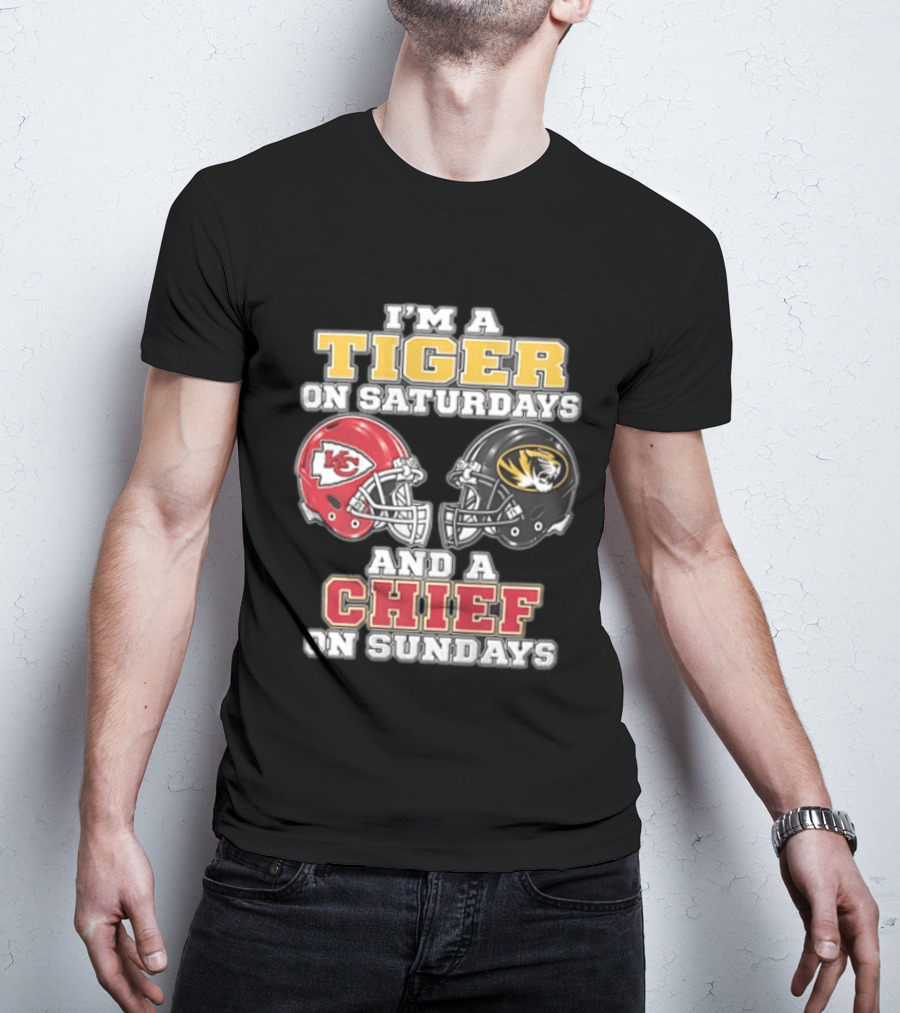 I'm A Tiger On Saturdays On And A Chief On Sundays Kansas City Missouri T-Shirt