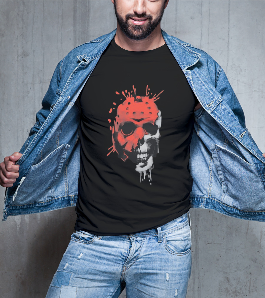 Jason Voorhees Unmasked Skull Horror Splatter T-Shirt