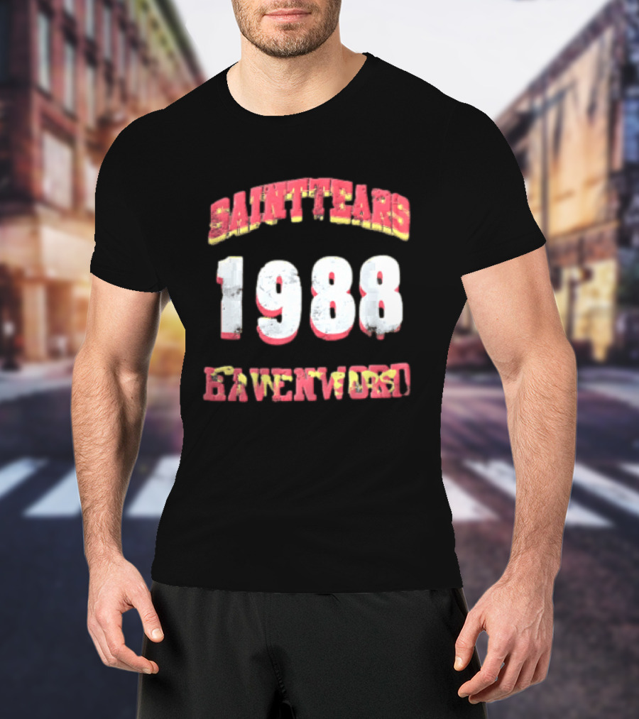 Saint Tears Havenford 1988 Distressed Athletic Block Font Numbers T-Shirt