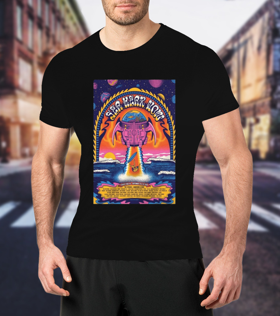 Sea Hear Now Asbury Park September 19 20 2026 The Strokes Mumford & Sons Psychedelic Spaceship Surf T-Shirt