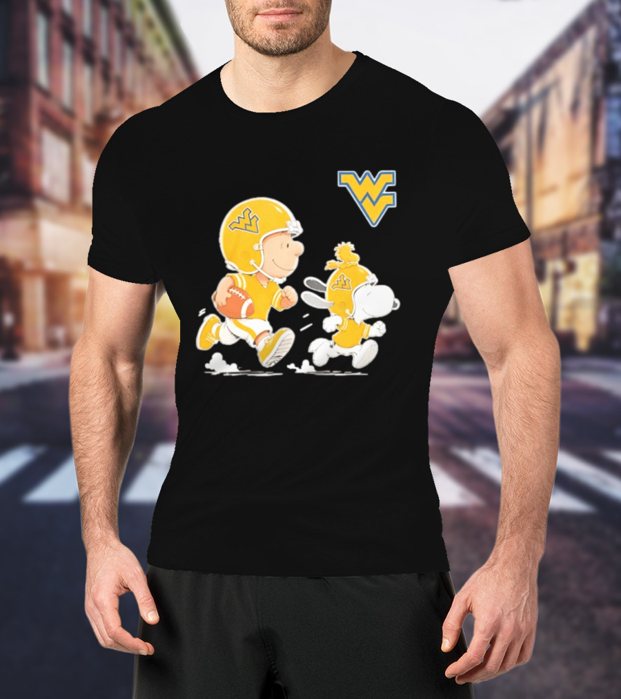 West Virginia Mountaineers Football Snoopy Woodstock Charlie Brown NCAA Running T-Shirt