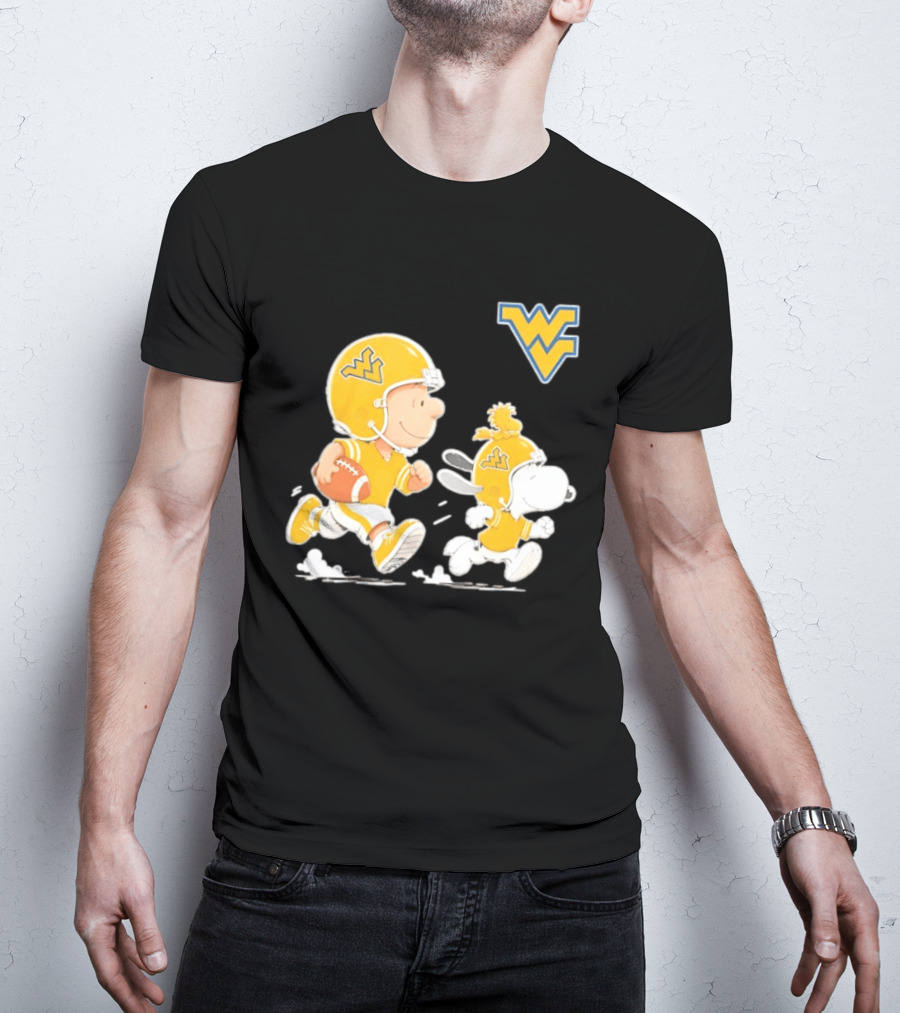West Virginia Mountaineers Football Snoopy Woodstock Charlie Brown NCAA Running T-Shirt