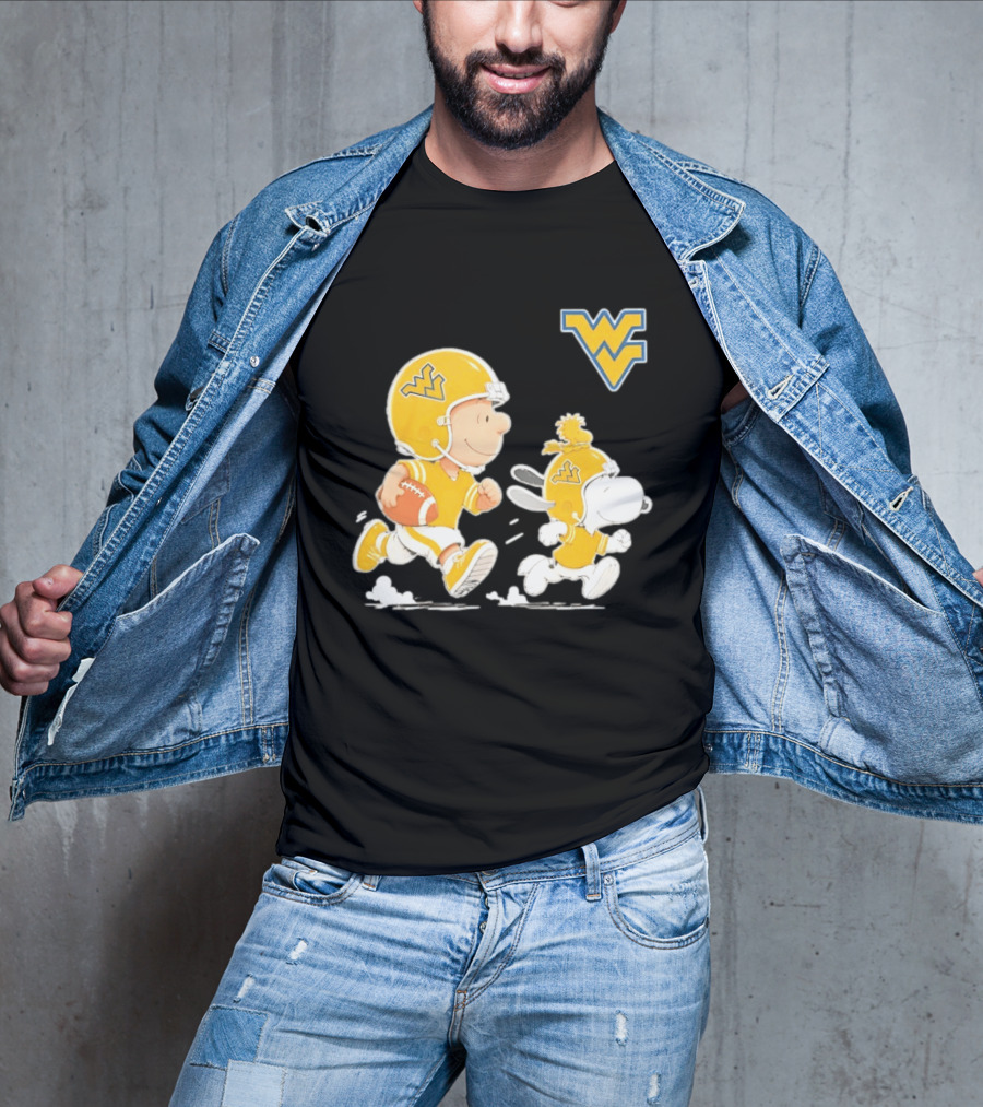 West Virginia Mountaineers Football Snoopy Woodstock Charlie Brown NCAA Running T-Shirt