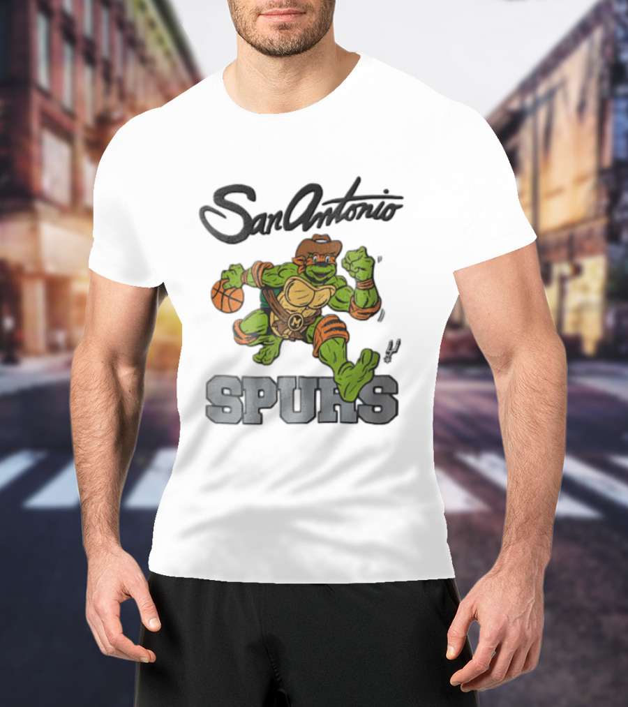 San Antonio Spurs Cartoon Turtle Cowboy Basketball T-Shirt