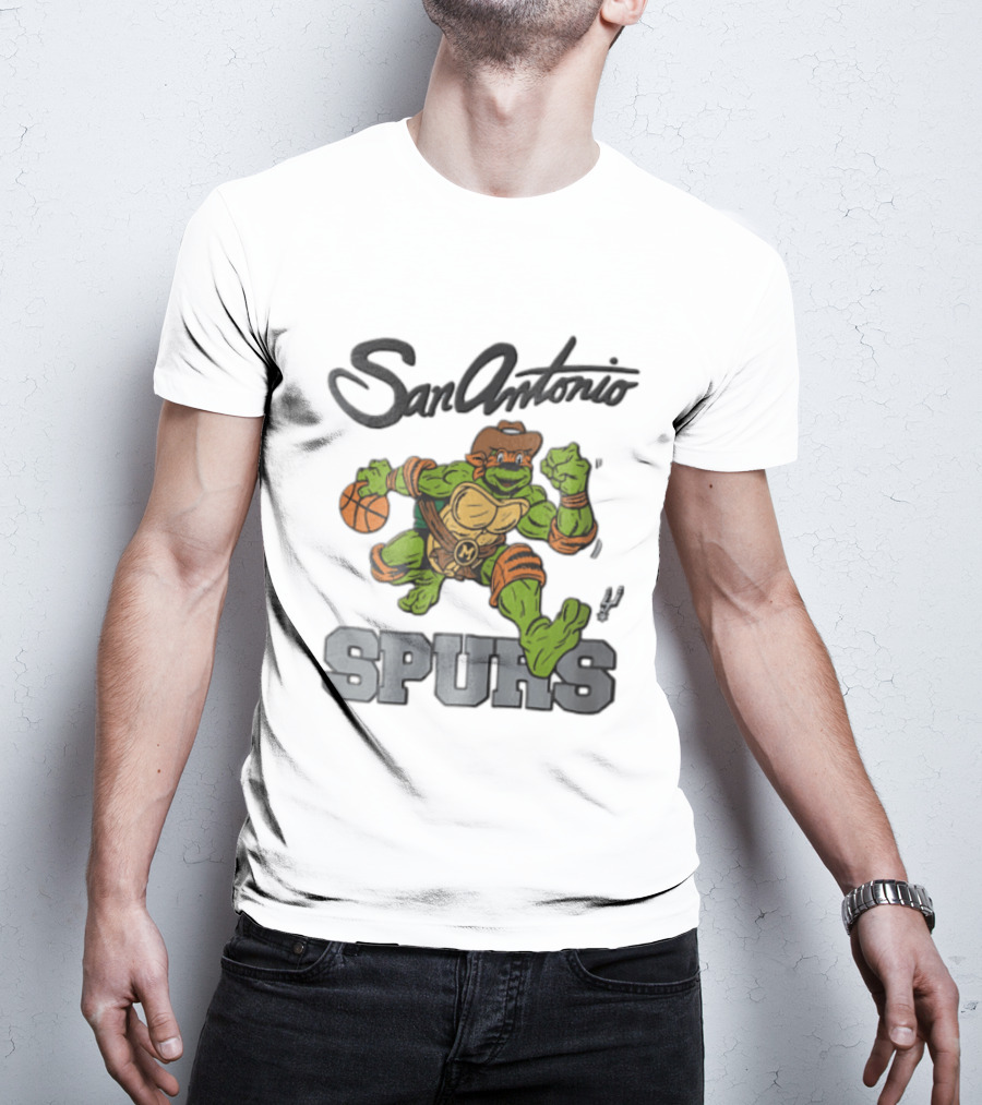 San Antonio Spurs Cartoon Turtle Cowboy Basketball T-Shirt