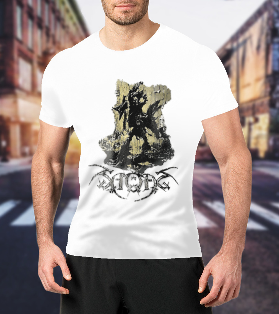 Savatage Skeleton Reaper Flying V Guitar Gold Distressed T-Shirt