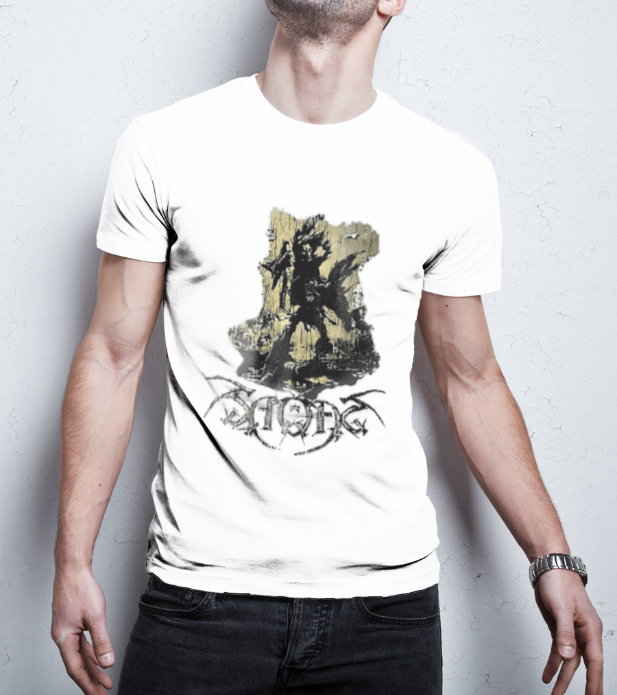 Savatage Skeleton Reaper Flying V Guitar Gold Distressed T-Shirt