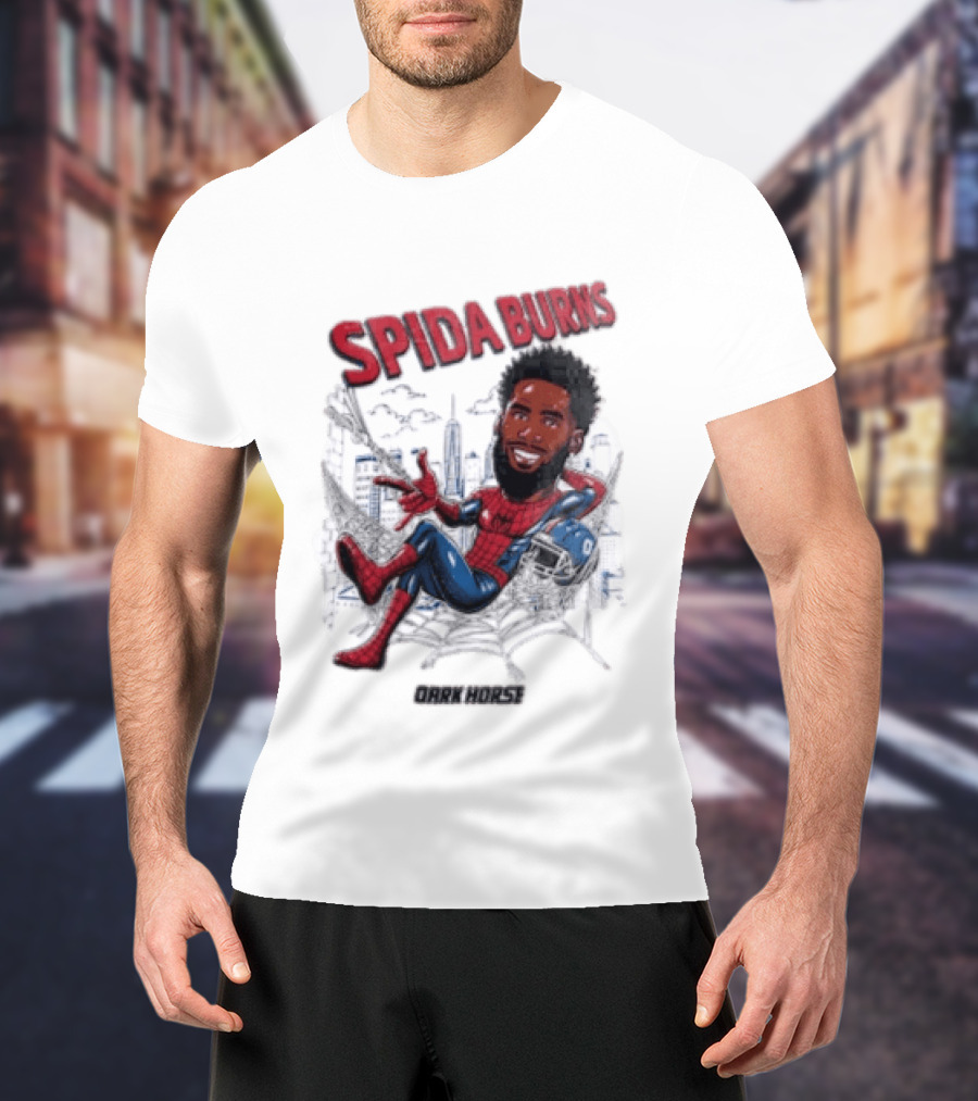 Spida Burns Dark Horse With Spider Man New York Giants T-Shirt