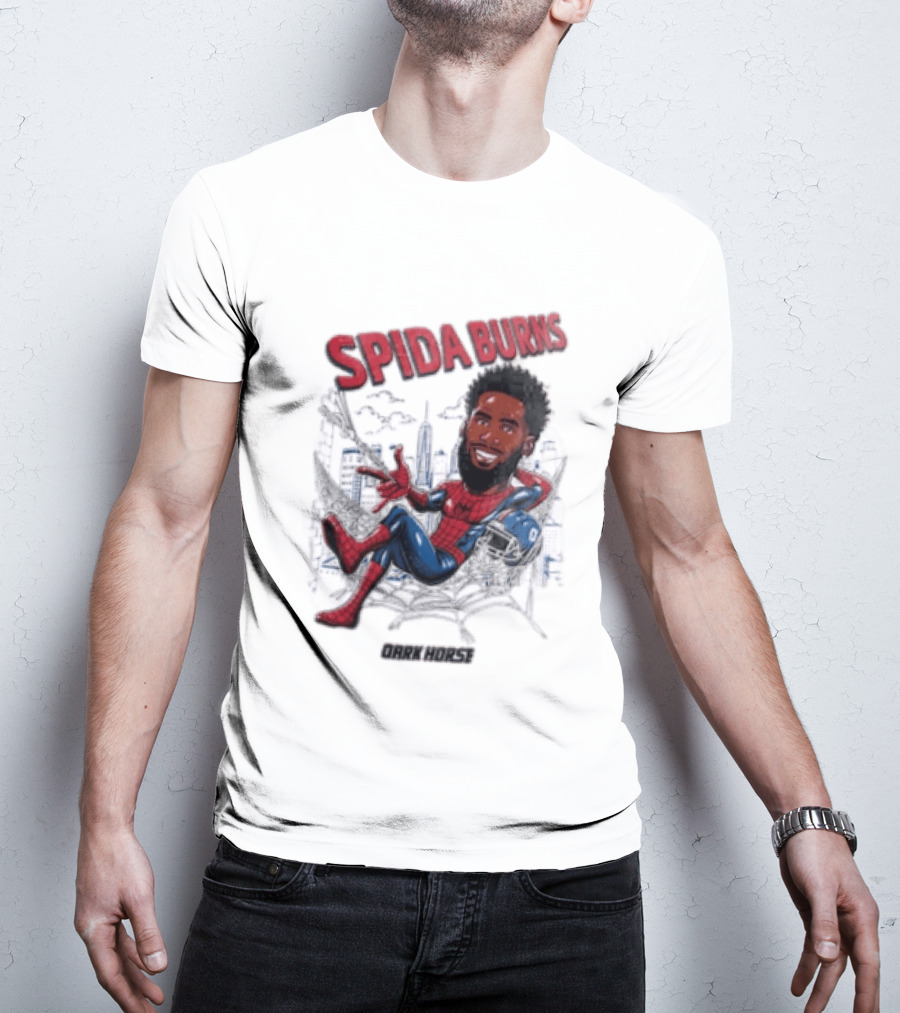 Spida Burns Dark Horse With Spider Man New York Giants T-Shirt