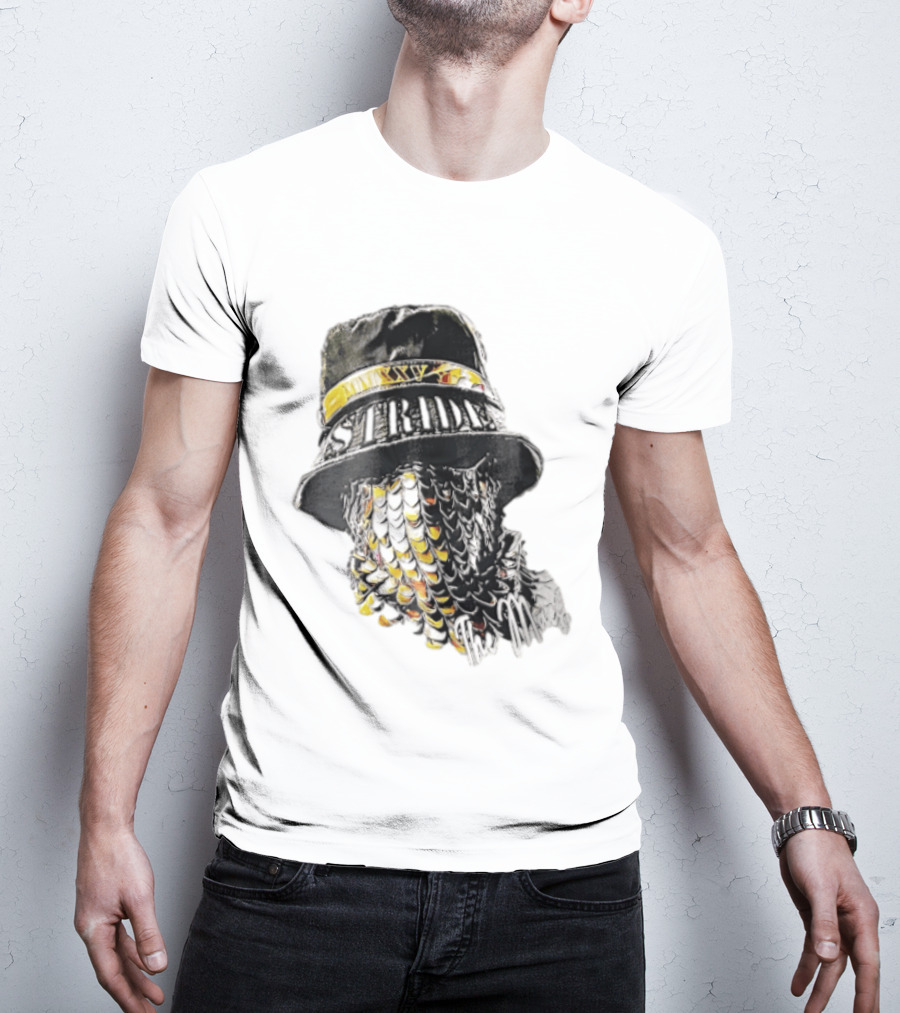 Strides Mmxxv Magpie Bucket Hat Golden Feather Mask T-Shirt