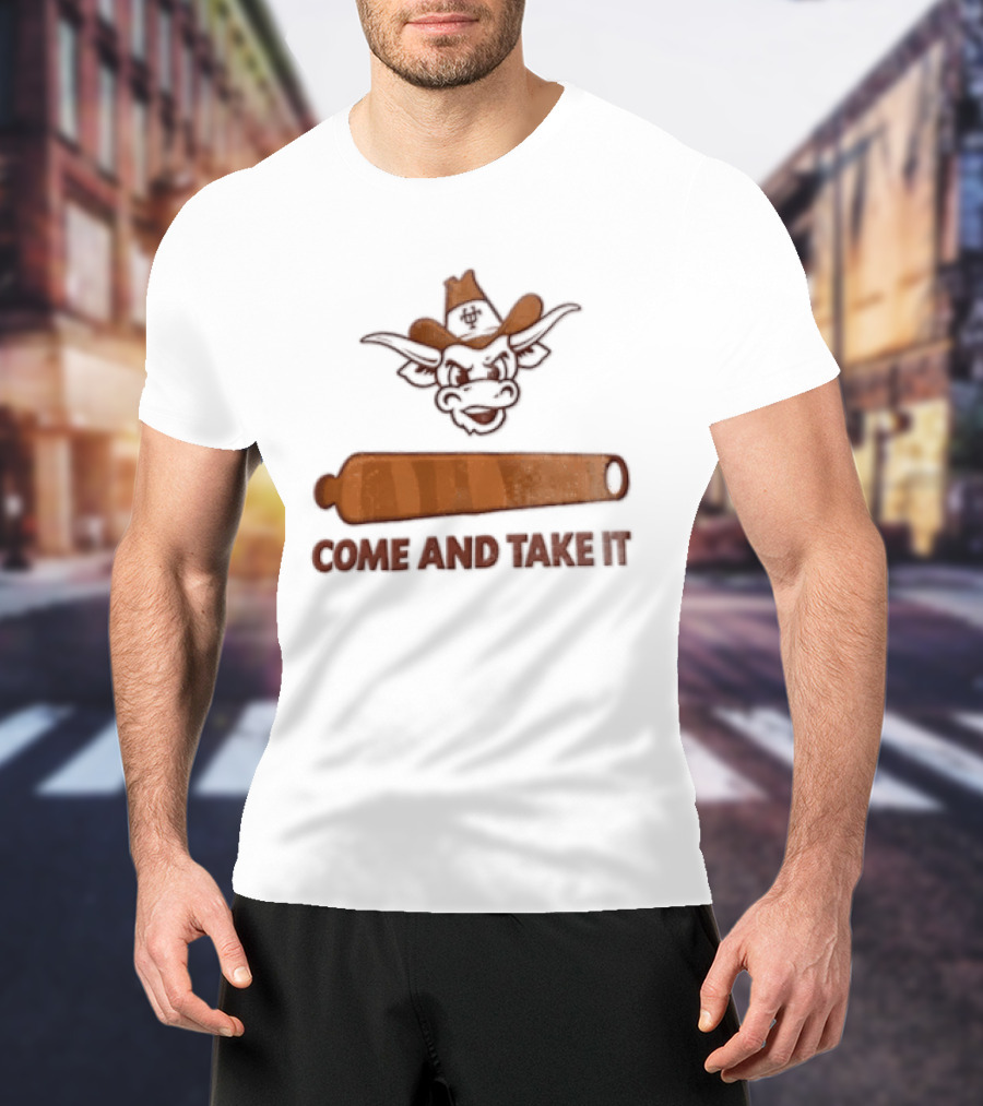 Texas Longhorns Mascot Cowboy Come And Take It Cannon T-Shirt