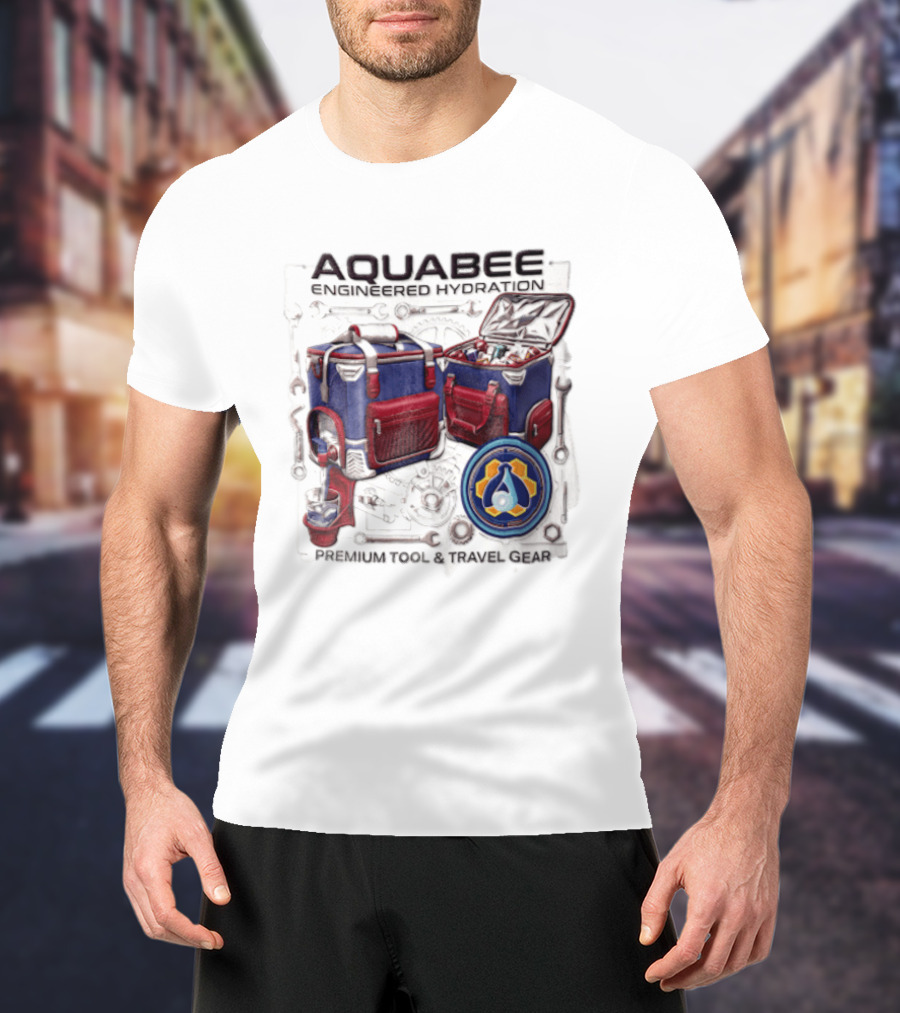 Aquabee Engineered Hydration Premium Tool And Travel Gear Cooler Blueprint T-Shirt