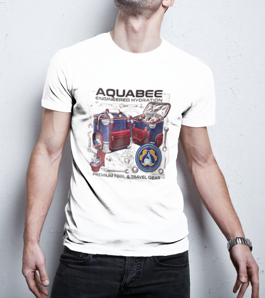 Aquabee Engineered Hydration Premium Tool And Travel Gear Cooler Blueprint T-Shirt