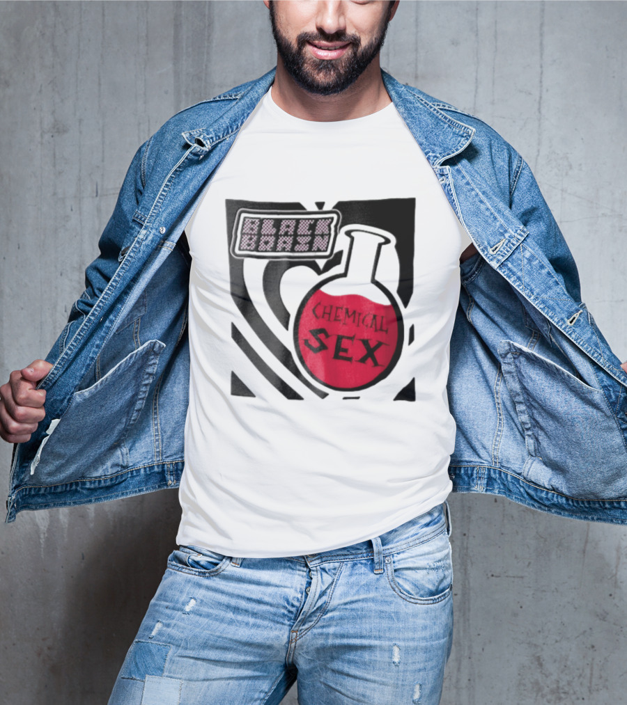 Black Brain Chemical Sex Halftone Heart Flask T-Shirt