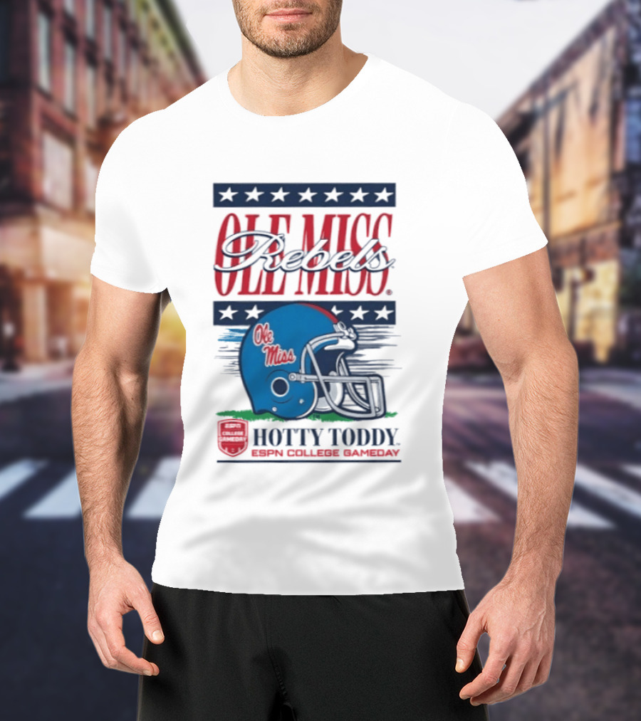Ole Miss Rebels Helmet Hotty Toddy ESPN College Gameday T-Shirt