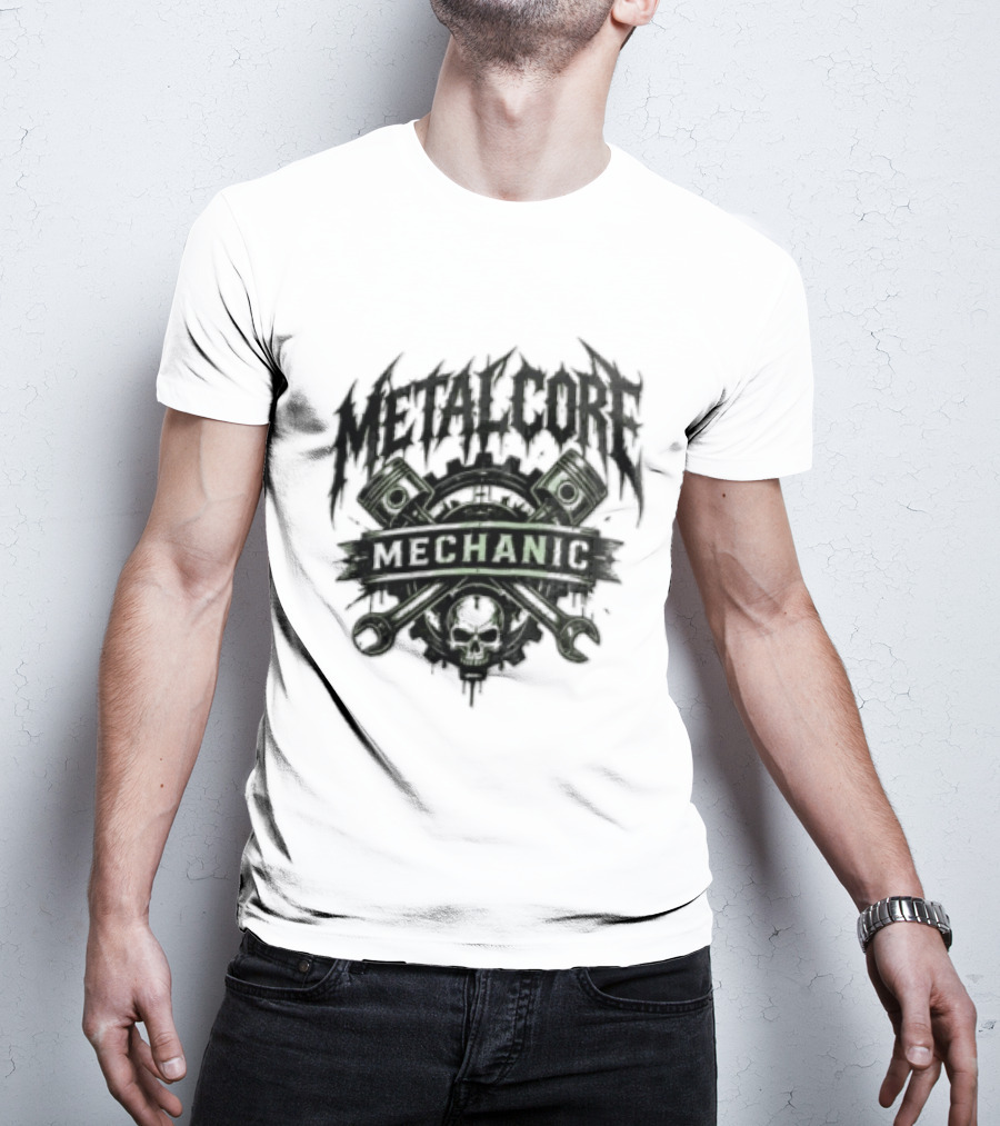 Metalcore Mechanic Skull Pistons Wrenches T-Shirt