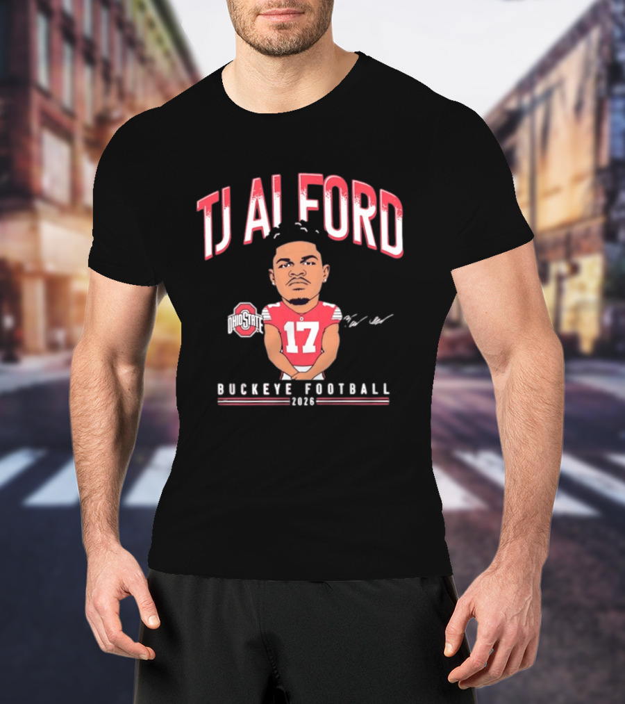 TJ Alford 17 Ohio State Buckeye Football 2026 Caricature T-Shirt