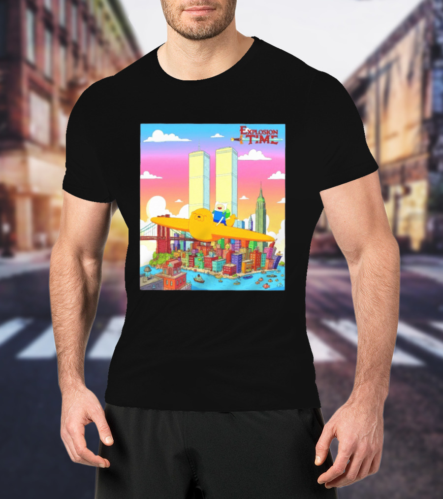 Explosion Time Adventure Finn And Jake NYC Skyline T-Shirt