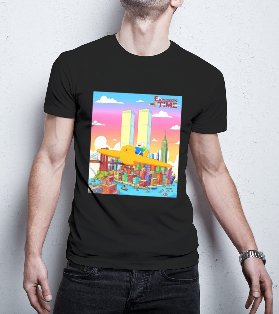 Explosion Time Adventure Finn And Jake NYC Skyline T-Shirt