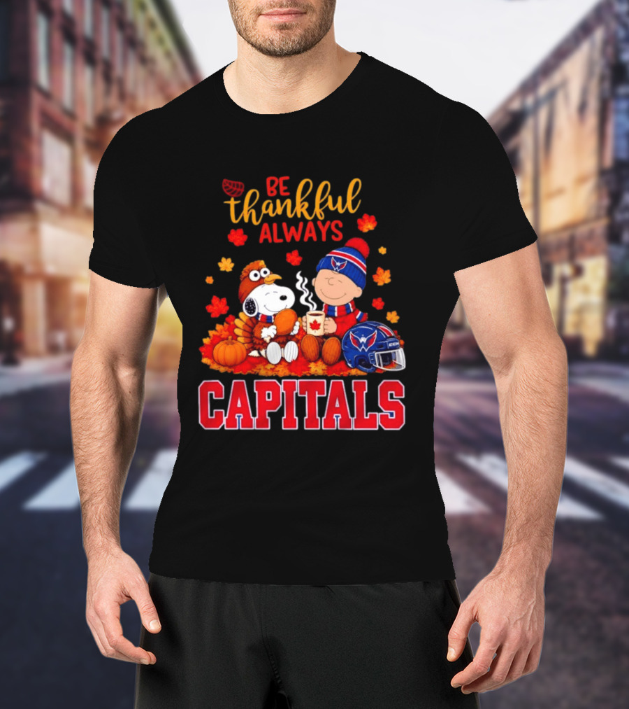 Be Thankful Always Snoopy And Charlie Brown Washington Capitals Cozy Autumn T-Shirt