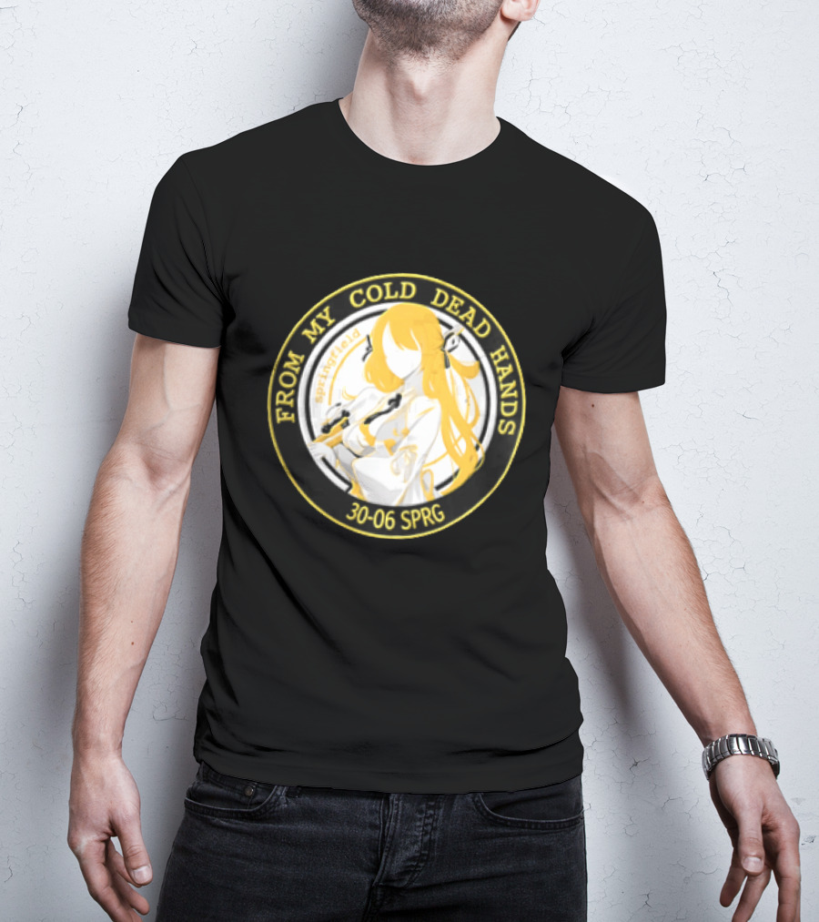 From My Cold Dead Hands Springfield 30 06 Sprg Anime Girl Yellow And Black Circle T-Shirt