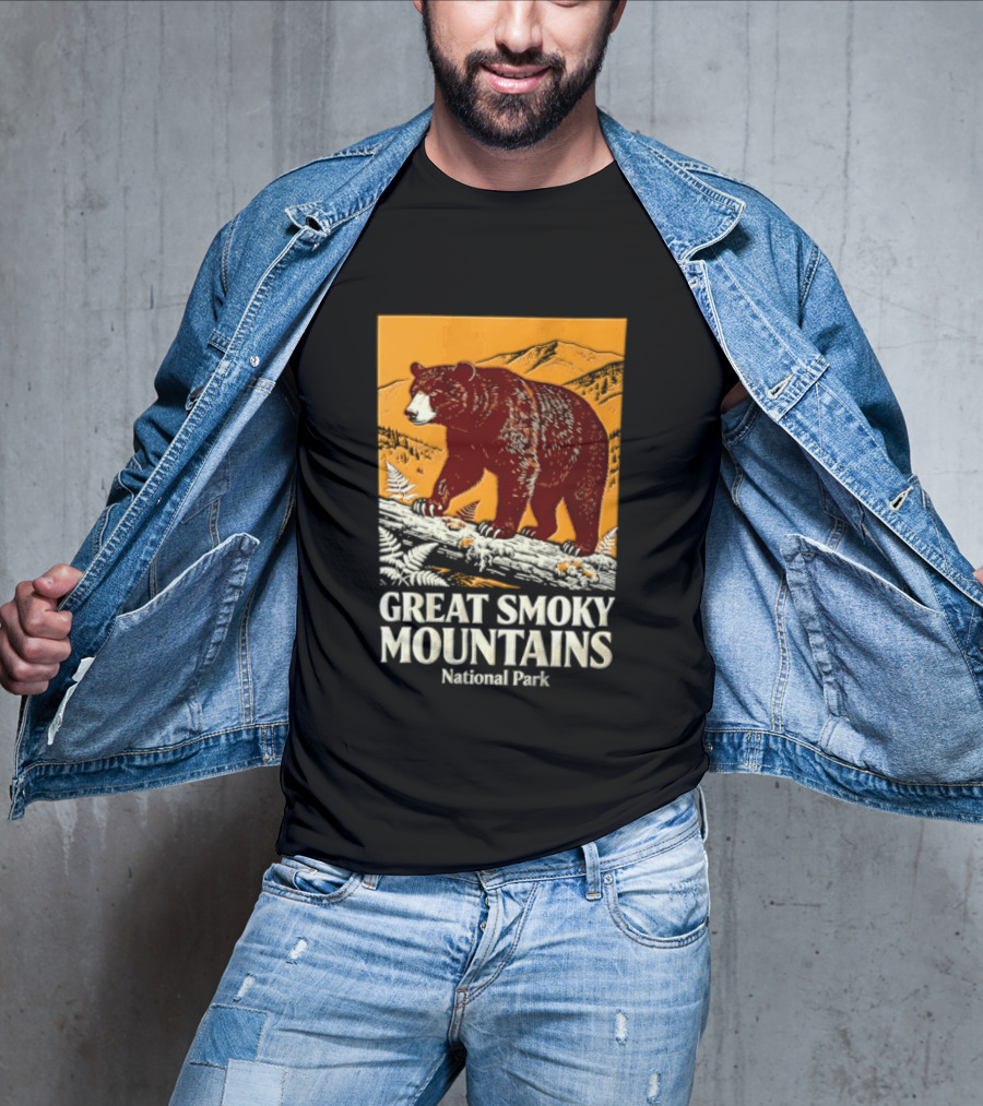 Great Smoky Mountains National Park Black Bear Walking On Log T-Shirt