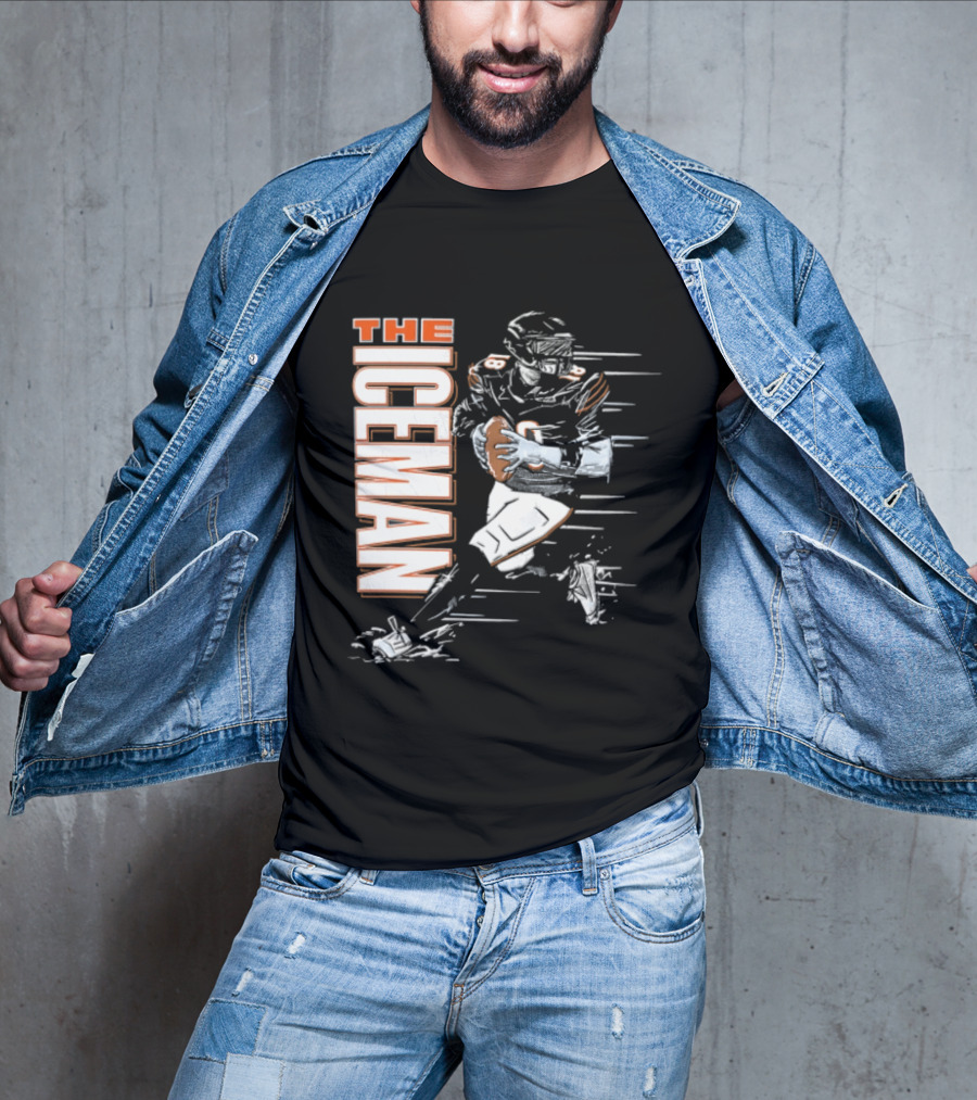 Chicago Bears The Iceman Football Player Running Holding Ball T-Shirt