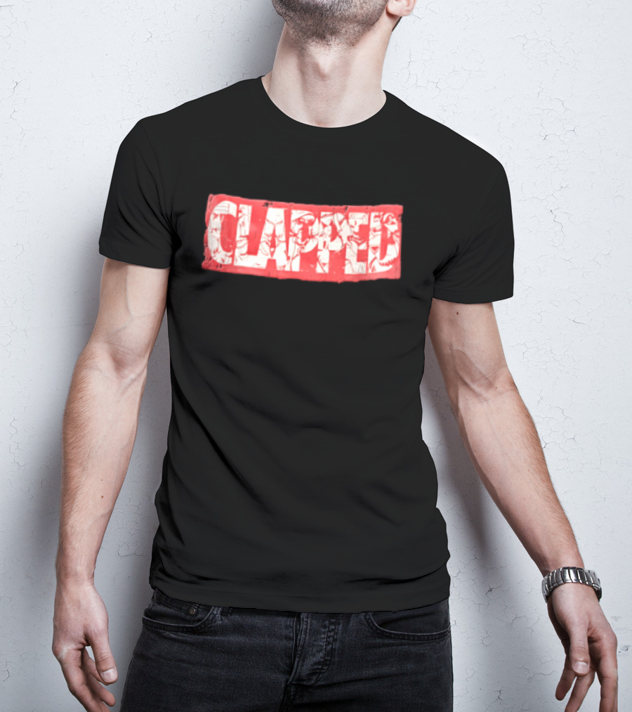 Clapped Red Box Bold Typographic T-Shirt