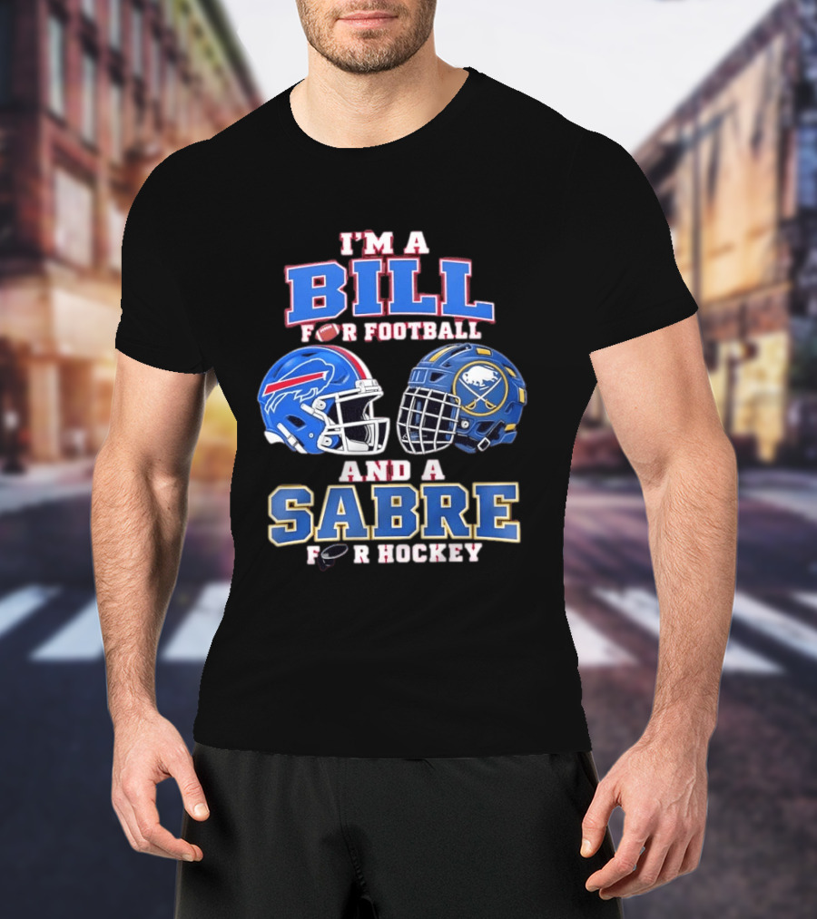 Buffalo Bill Football And Sabre Hockey Fan Helmets T-Shirt