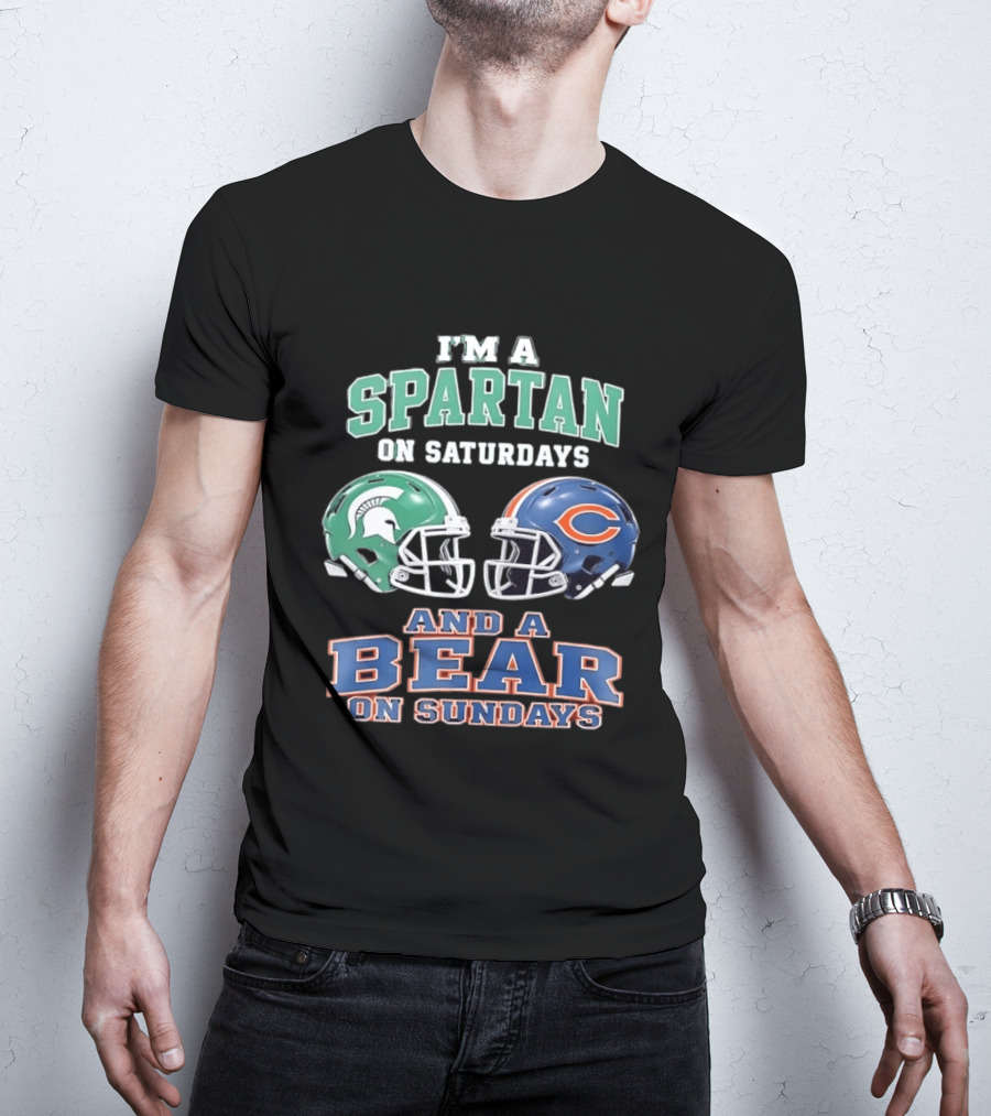 I'm A Spartan On Saturdays Bear Helmet Sundays T-Shirt