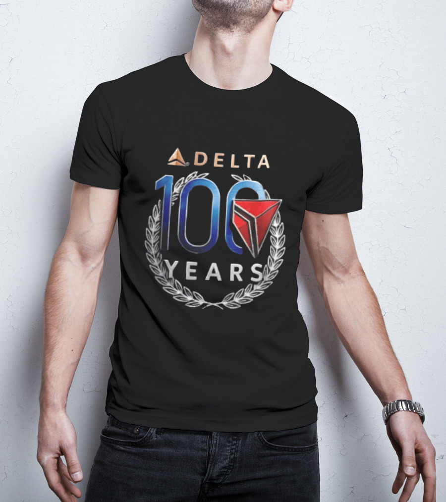Delta 100 Years Laurel Wreath Anniversary T-Shirt