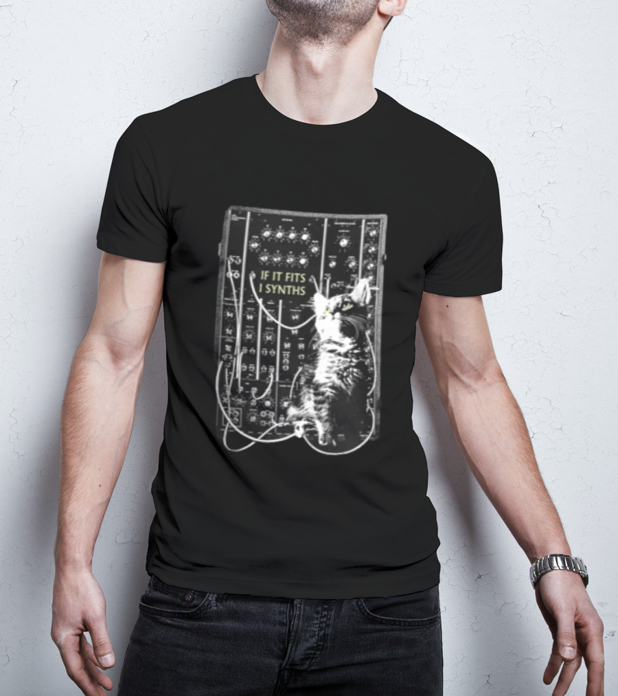 If It Fits I Synths Cat With Modular Synthesizer T-Shirt