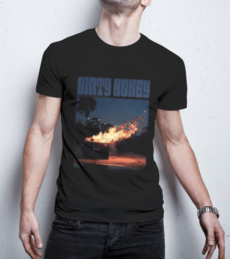 Dirty Honey Dumpster Fire Album Cover Vintage Aesthetic T-Shirt