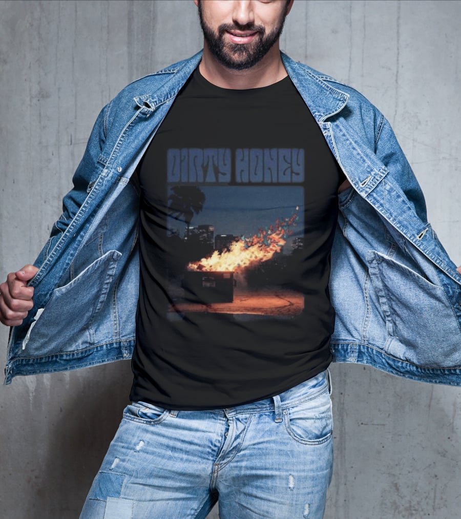 Dirty Honey Dumpster Fire Album Cover Vintage Aesthetic T-Shirt