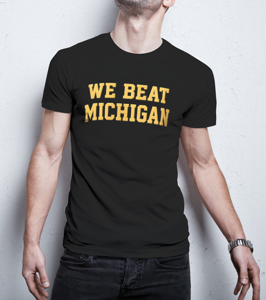 NCAA We Beat Michigan Yellow Varsity Lettering Brown T-Shirt