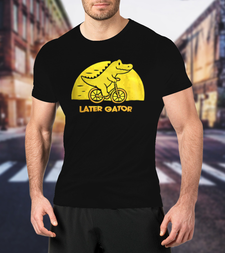 Later Gator Riding Bicycle Fun T-Shirt