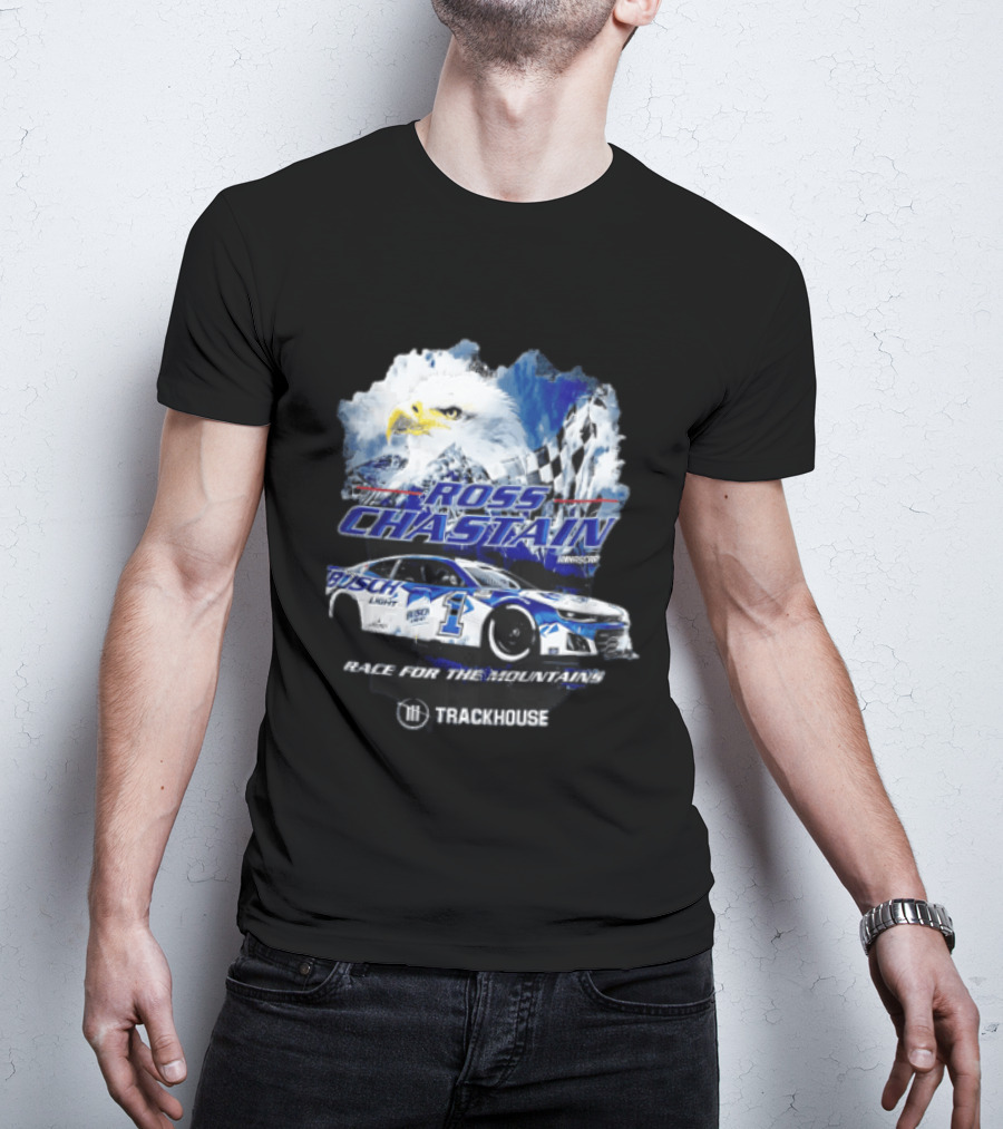 Ross Chastain Trackhouse Busch Light Race For The Mountains Eagle Checkered Flag Racing Car T-Shirt