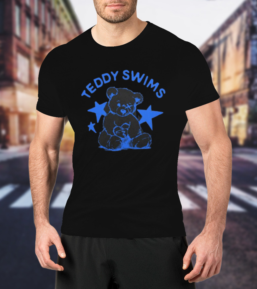 Teddy Swims Teddy Stars Bear Illustration In Blue With Stars T-Shirt