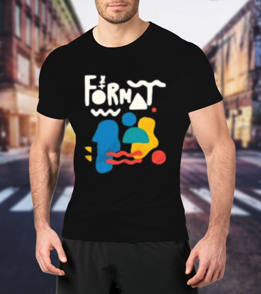 The Format Shop Abstract Shapes Colorful Graphic Black Zip T-Shirt