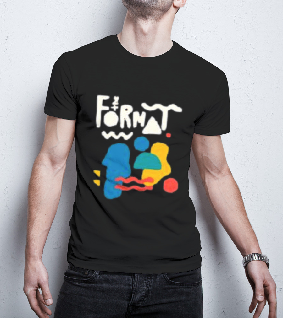 The Format Shop Abstract Shapes Colorful Graphic Black Zip T-Shirt