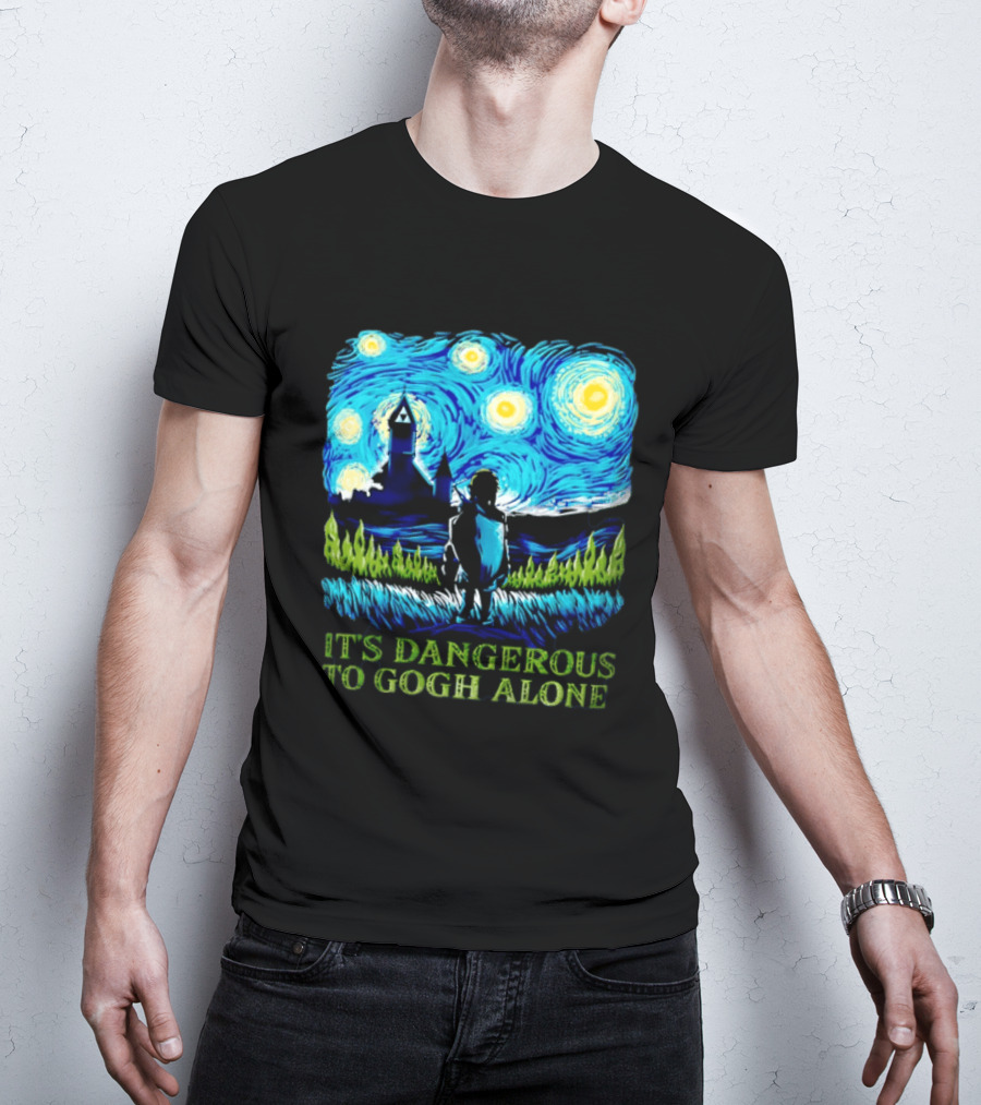 The Legend Of Zelda It's Dangerous To Gogh Alone Starry Night Link Standing T-Shirt