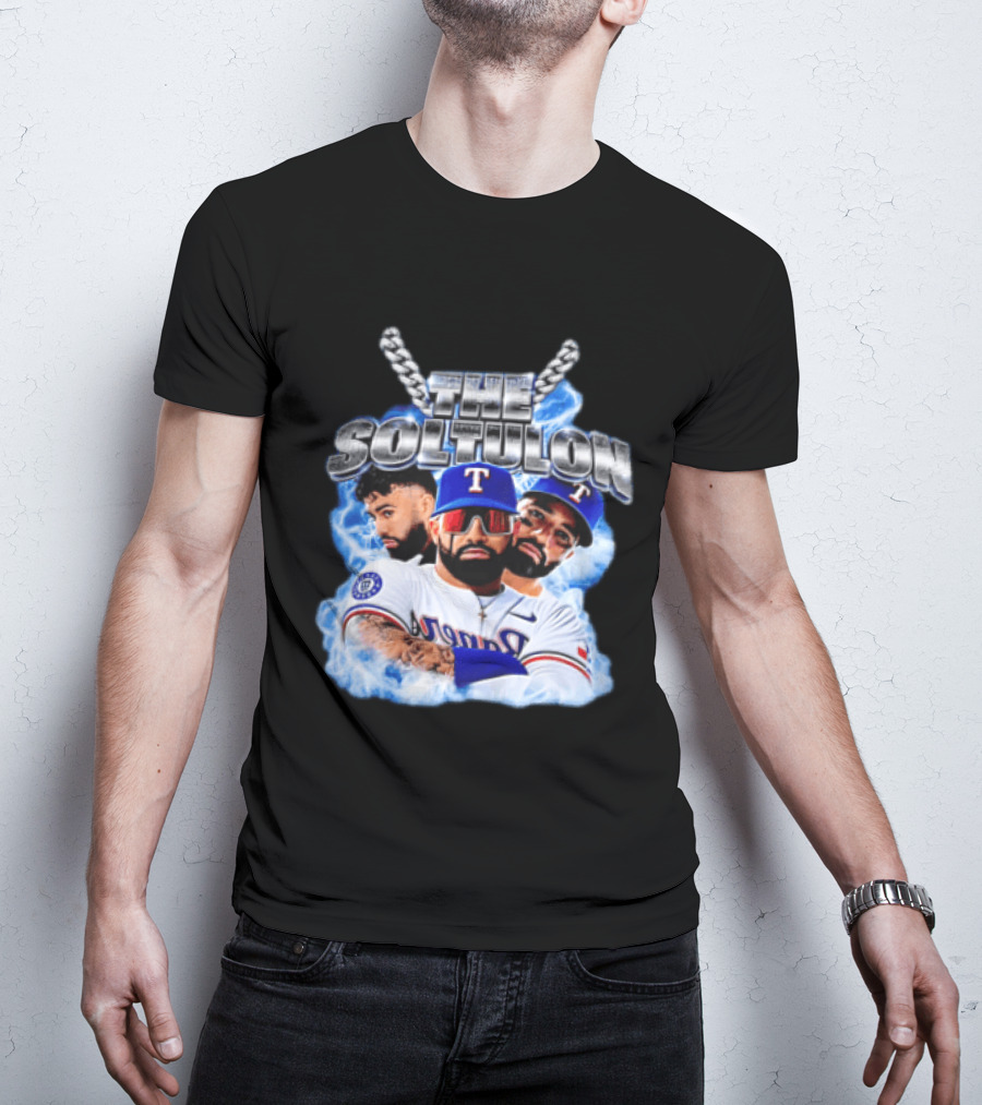 The Soltulon Texas Rangers Baseball Players Trio With Electric Blue T-Shirt