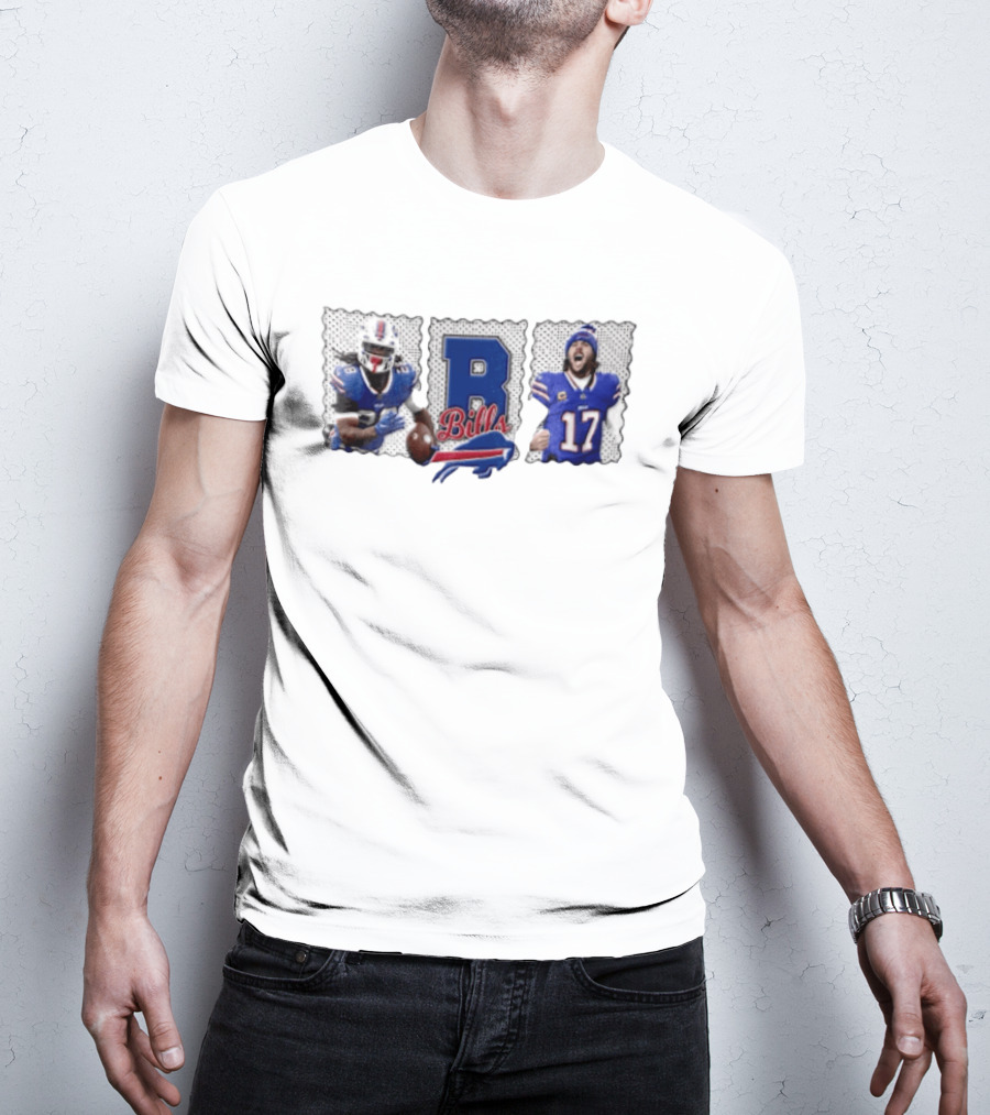 Buffalo Bills James Cook 28 Josh Allen 17 Celebrating Football Players T-Shirt