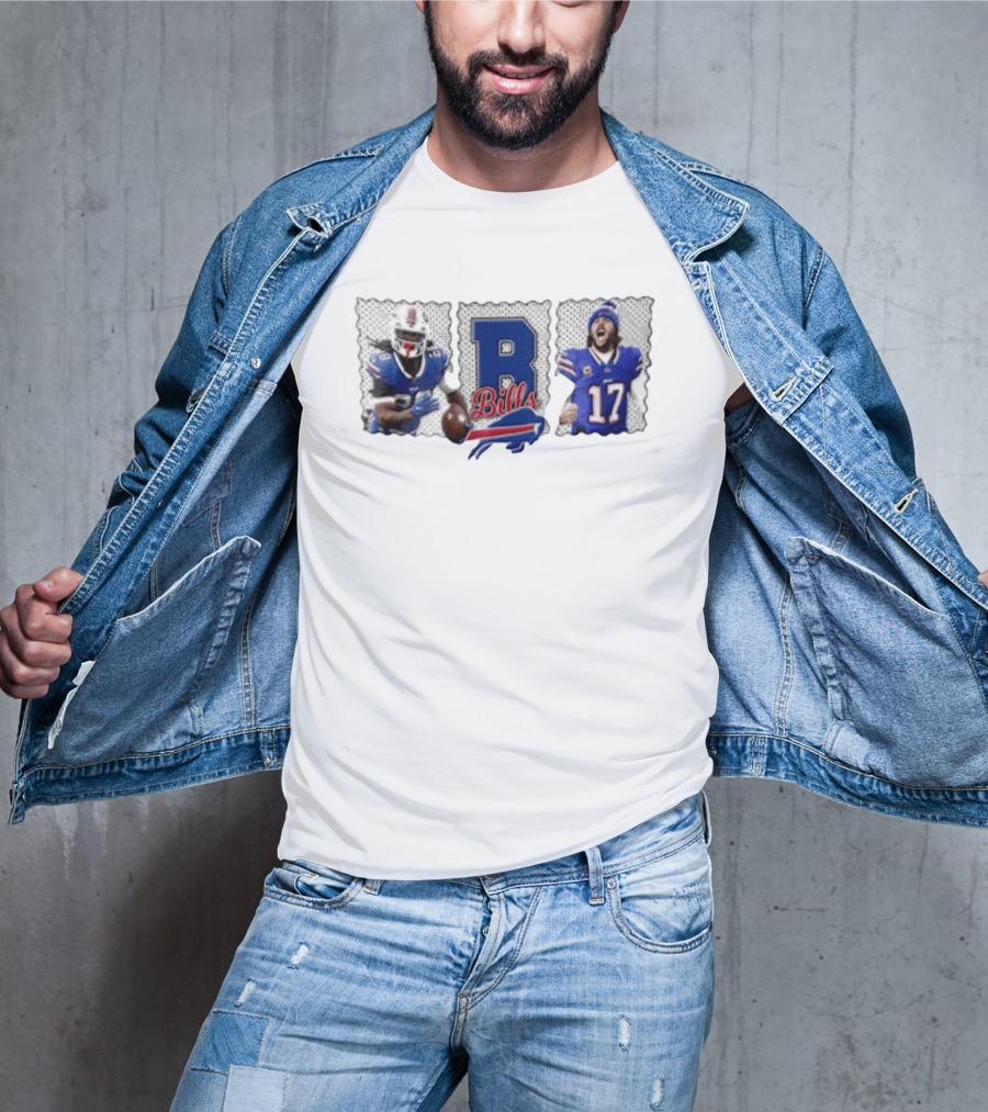 Buffalo Bills James Cook 28 Josh Allen 17 Celebrating Football Players T-Shirt