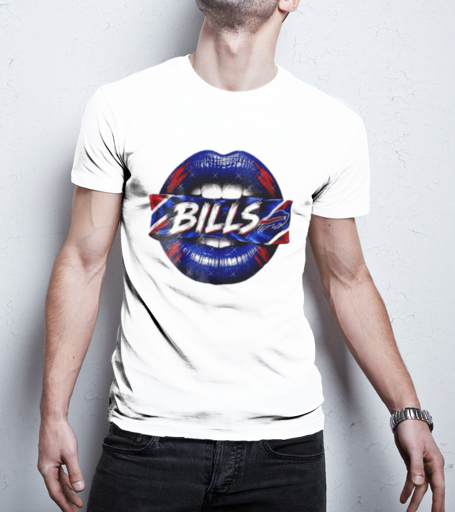 Buffalo Bills Blue Red Lips Banner With Bills Team T-Shirt