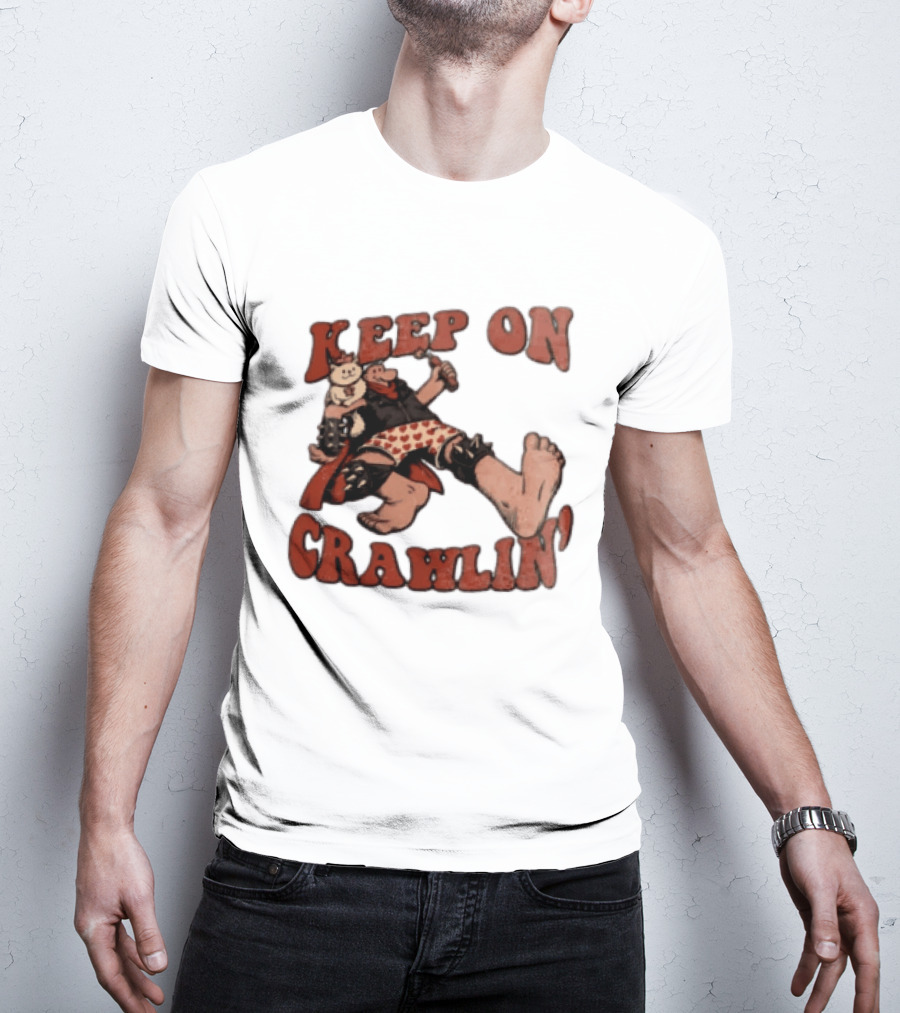 Keep On Crawlin Fat Freddys Cat Cartoon Man Holding Dynamite Cat T-Shirt