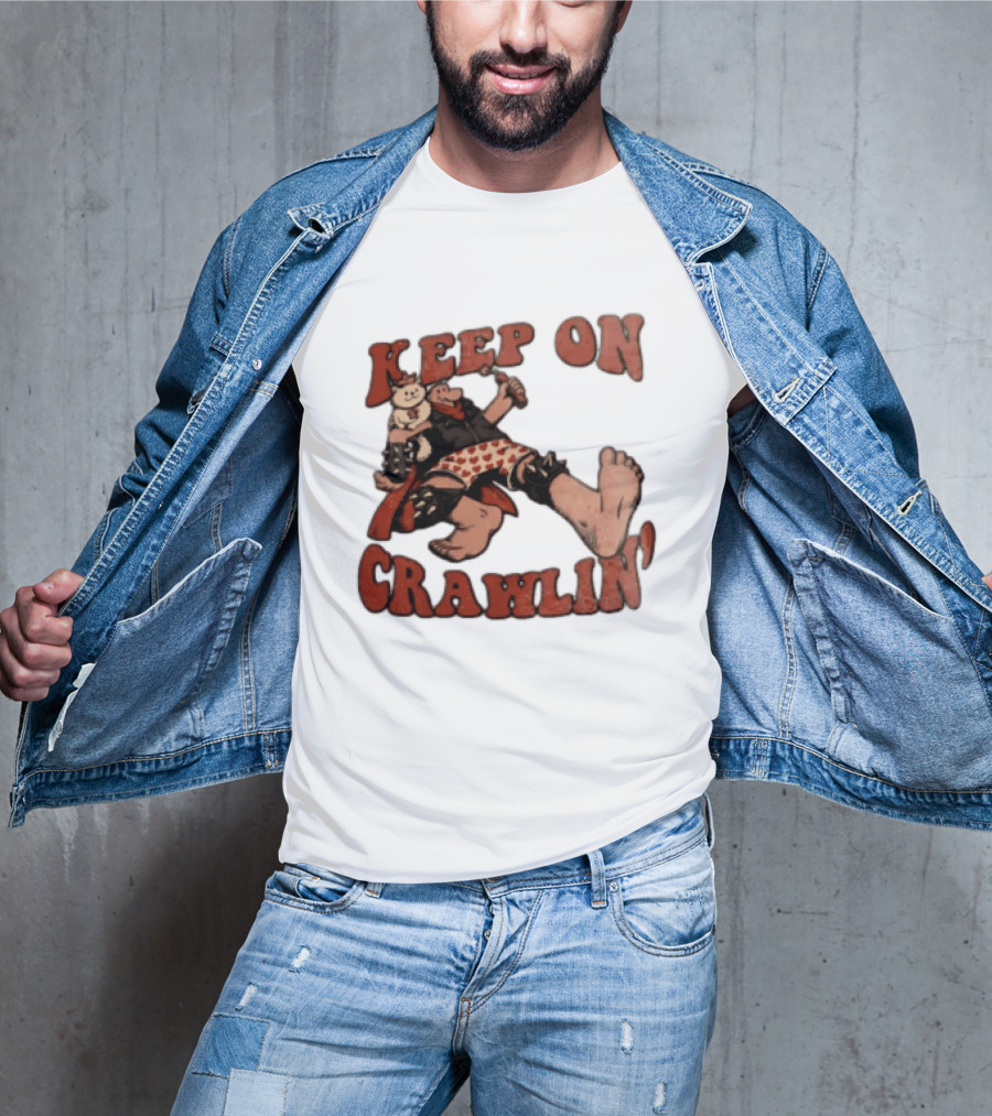 Keep On Crawlin Fat Freddys Cat Cartoon Man Holding Dynamite Cat T-Shirt