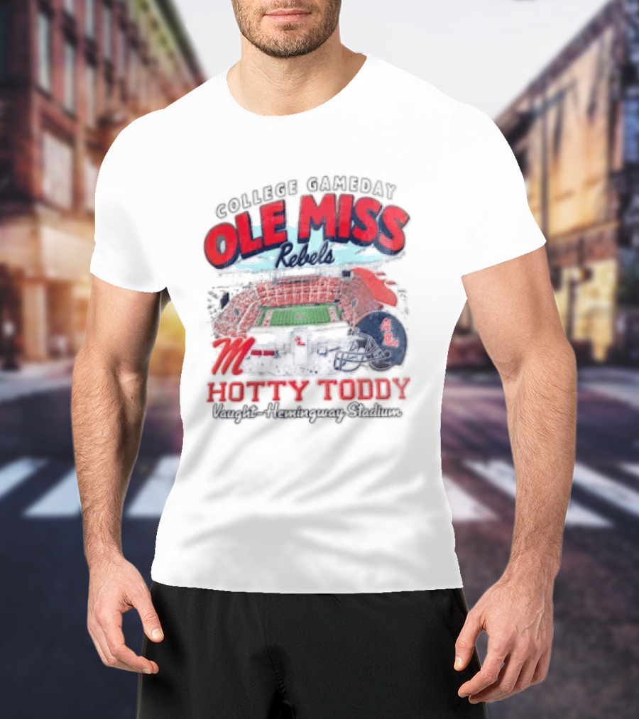 College Gameday Ole Miss Rebels Hotty Toddy Football Stadium Helmet T-Shirt