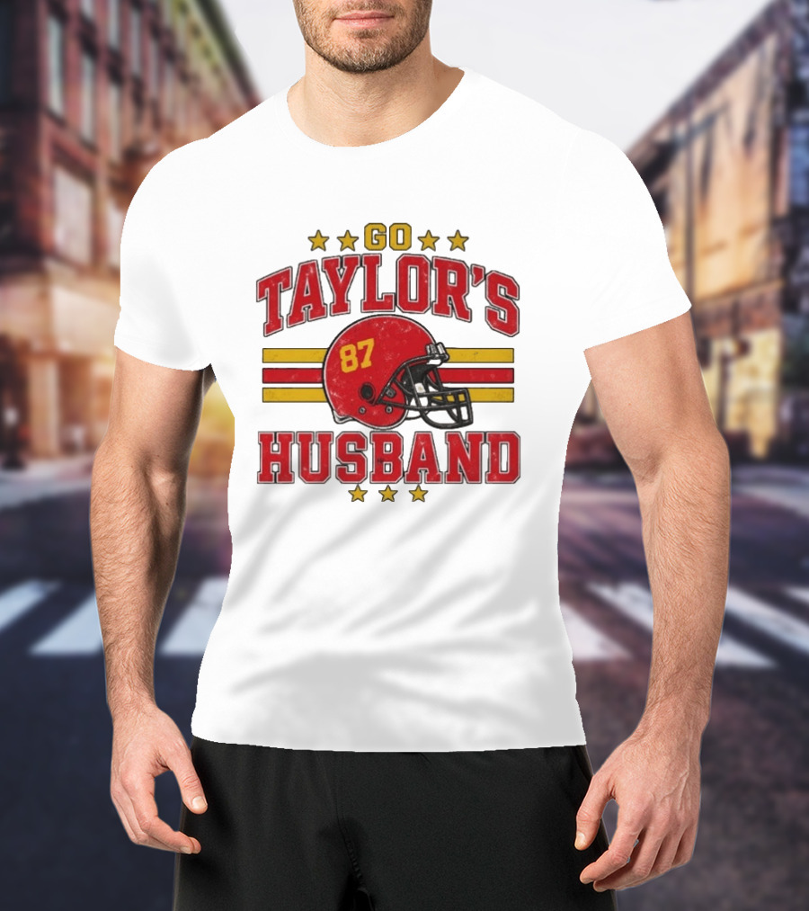Go Taylor's Husband Football Helmet 87 Stars T-Shirt
