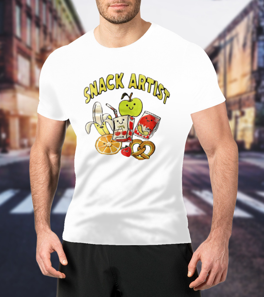 Snacks Juice Banana Apple Chips Pretzel Orange Cartoon T-Shirt